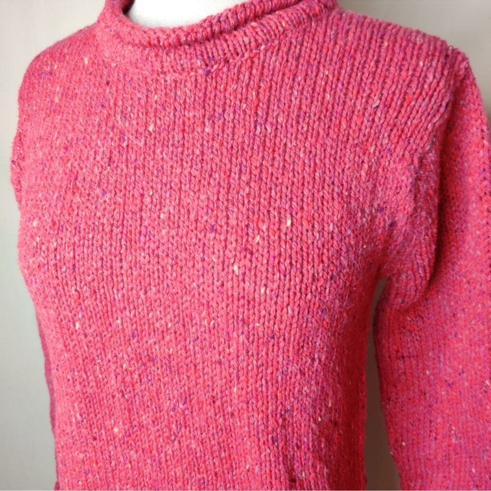 Relaxed Crewneck Sweater in Deep Berry Pink - Picture 6 of 11